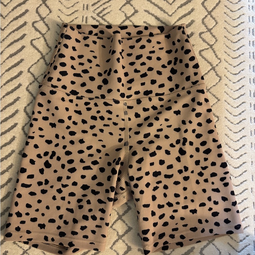 Tan and Black Polka Dot Biker Shorts
